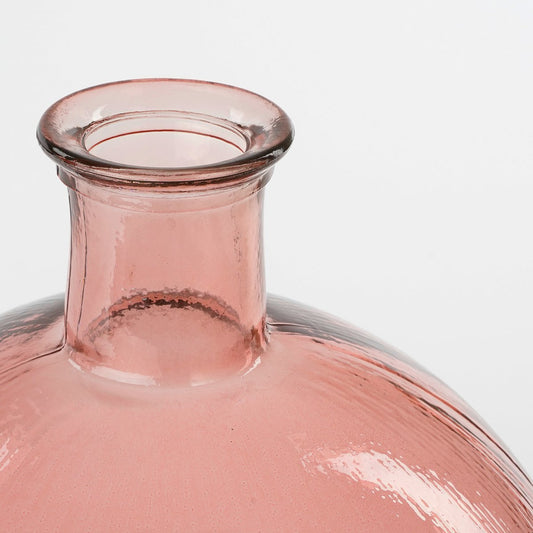 Fien Clear Fles Vaas Bol met Structuur Lichtroze