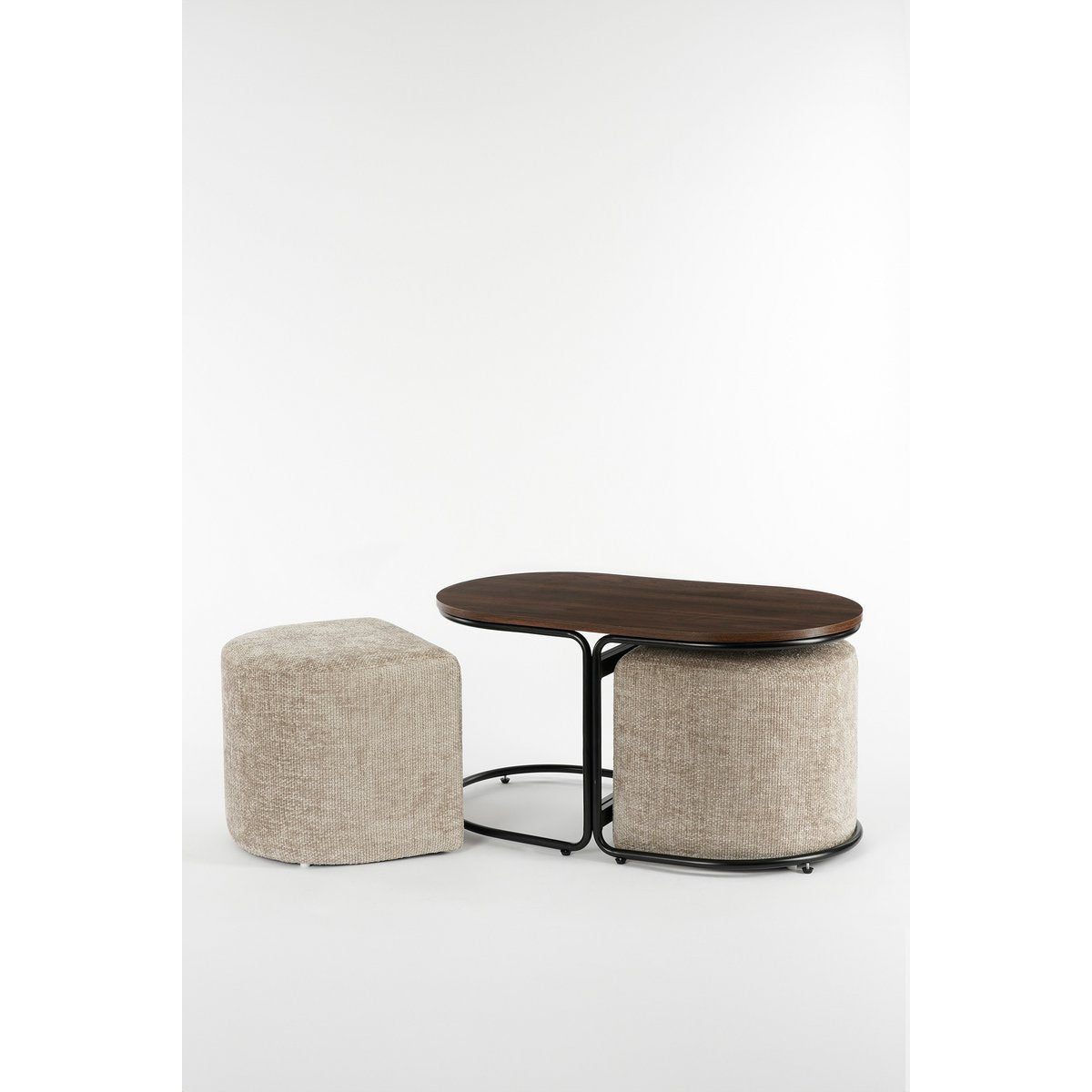 Multi Salontafel met 2 poefjes