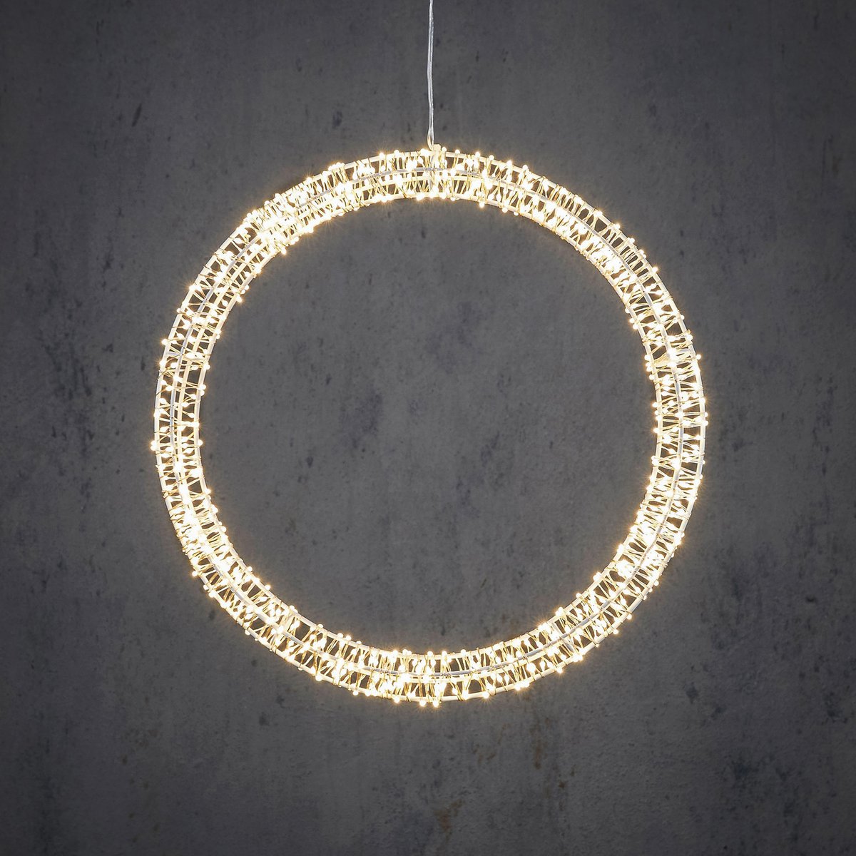 Cirkel met warm witte LED Lampjes Ø36 cm metaal wit Kerstverlichting