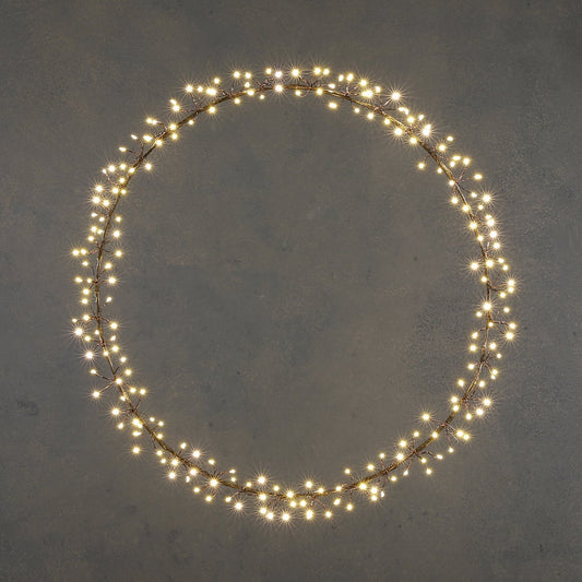 Lichtkrans met warm witte LED Verlichting  Ø50 cm Zwart Kerstverlichting