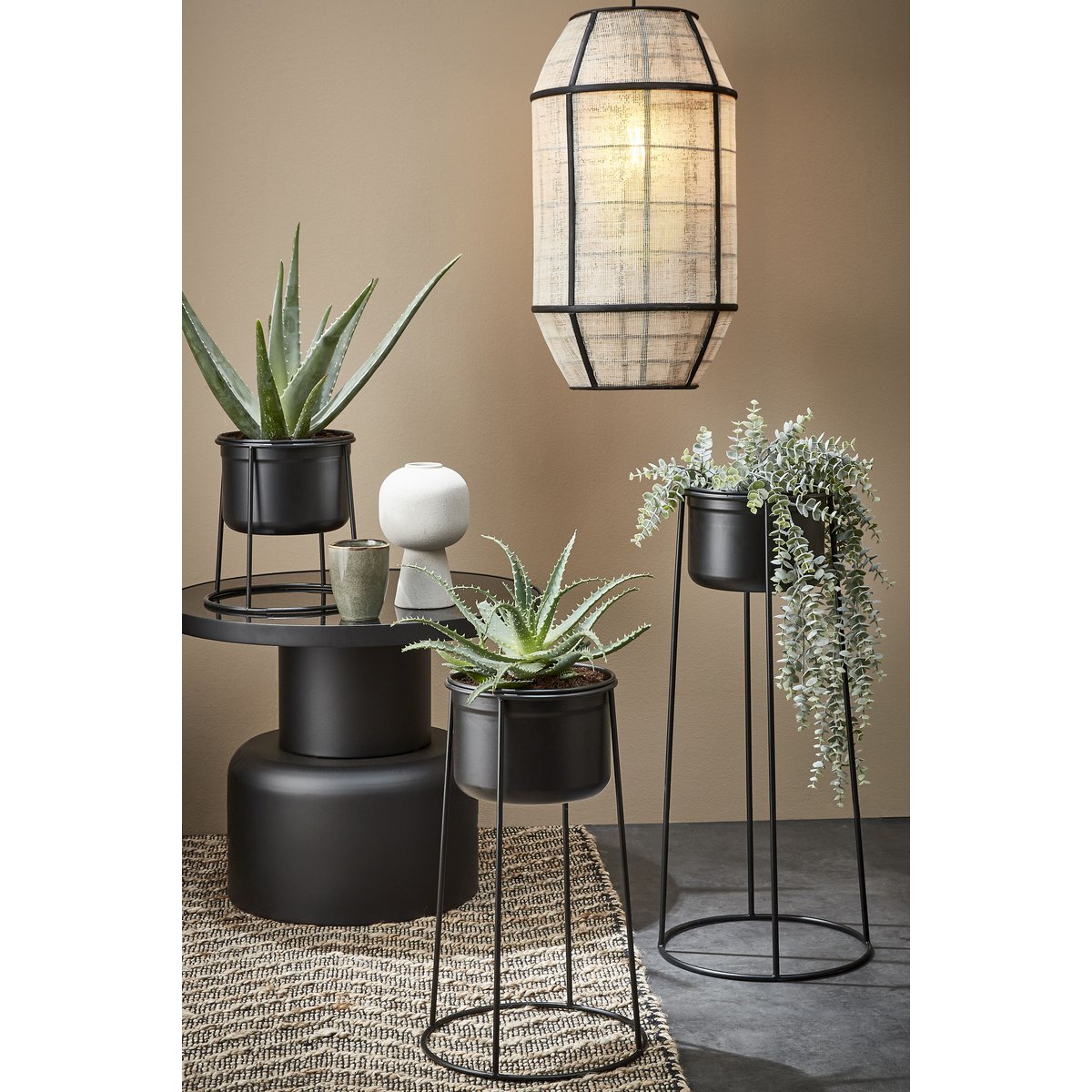 Eliza Hanglamp Beige met Zwarte Details