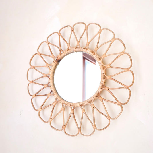 Intan rotan spiegel 38 cm klein handgemaakte Boho wandspiegel
