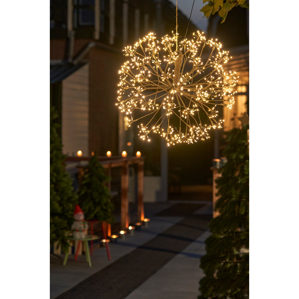 Ronde Bal met warm witte LED Lampjes - Ø50 cm zwart Kerstverlichting