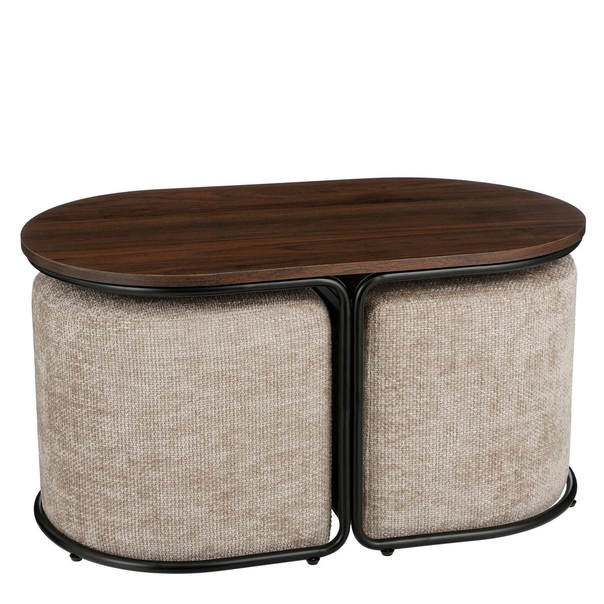 Multi Salontafel met 2 poefjes