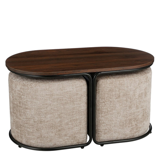 Multi Salontafel met 2 poefjes