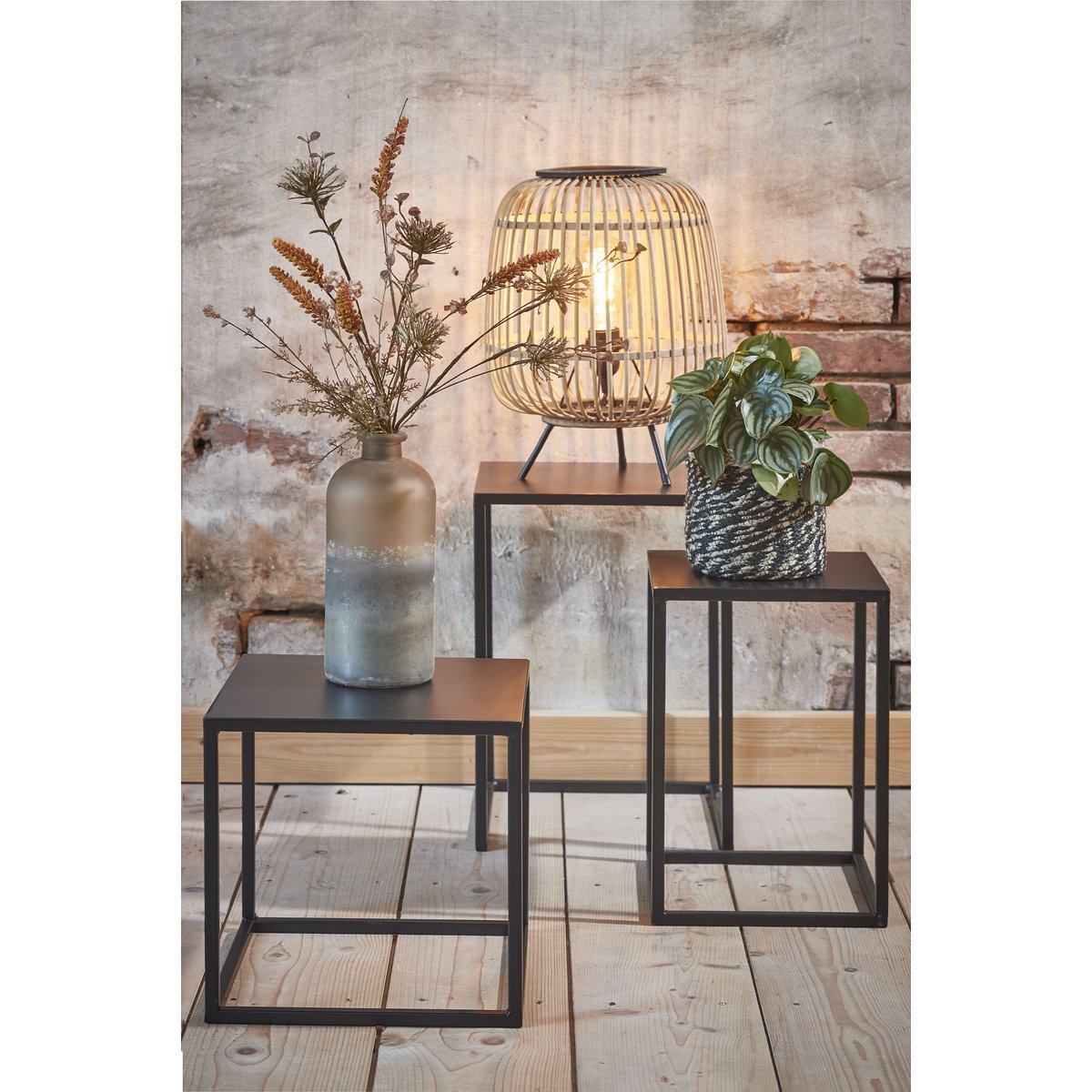Noah Bijzettafel Set van 2 Zwart Hoog