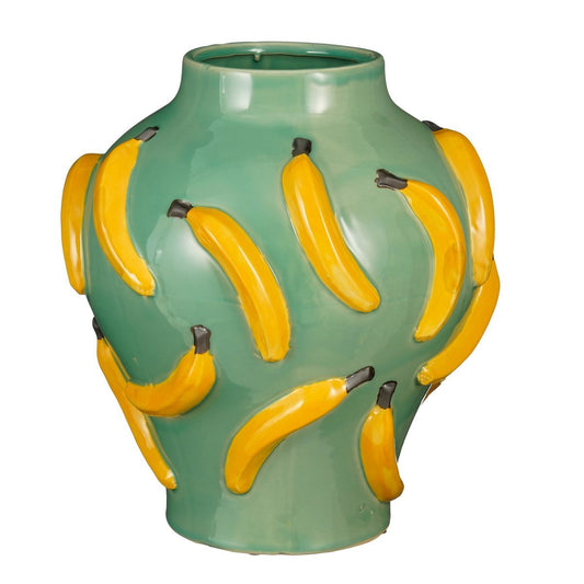 Bananen Vaas H38 x Ø34 cm Keramiek Lichtgroen