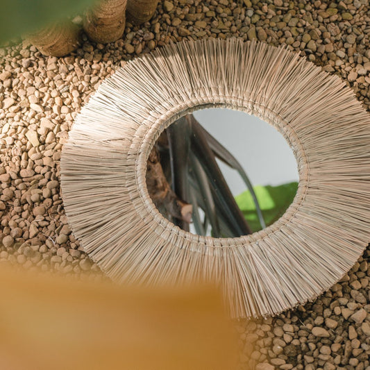 Safari Sierlijke Wandspiegel van Zeegras Rond