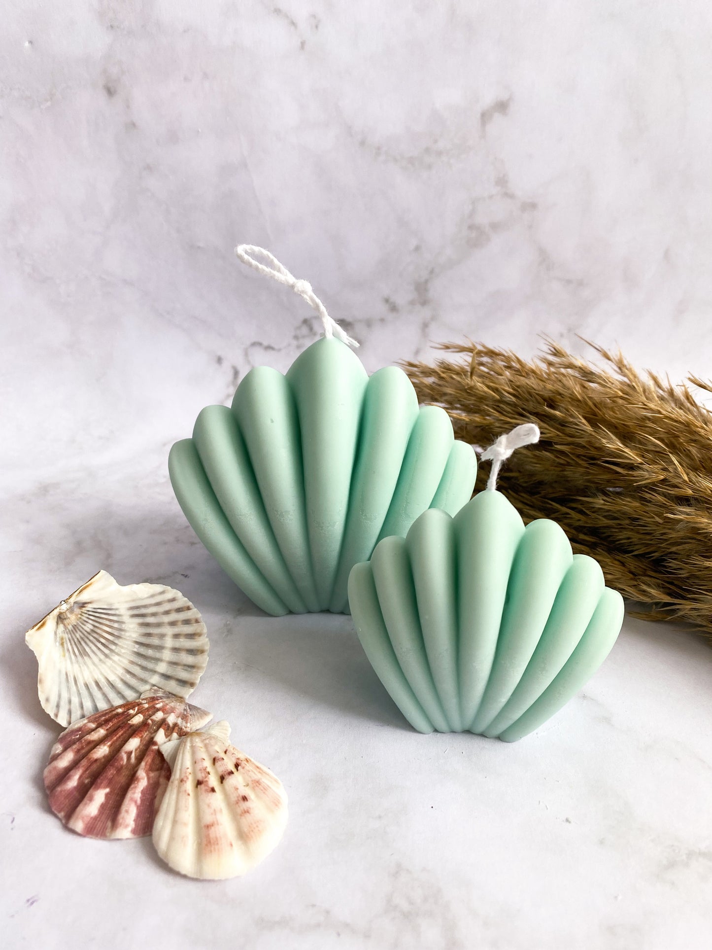 Schelpen Kaarsen Set Mint
